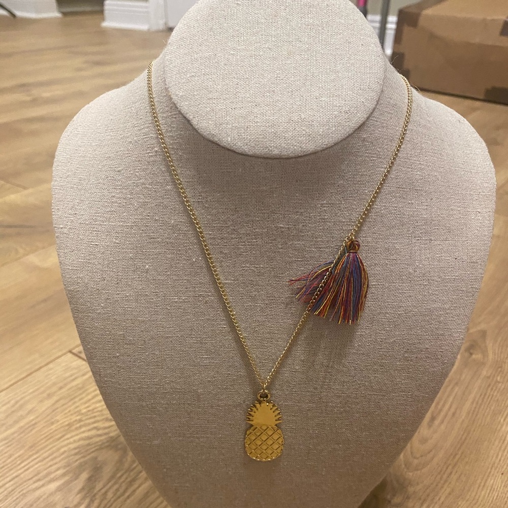 Gold pineapple necklace with tassel